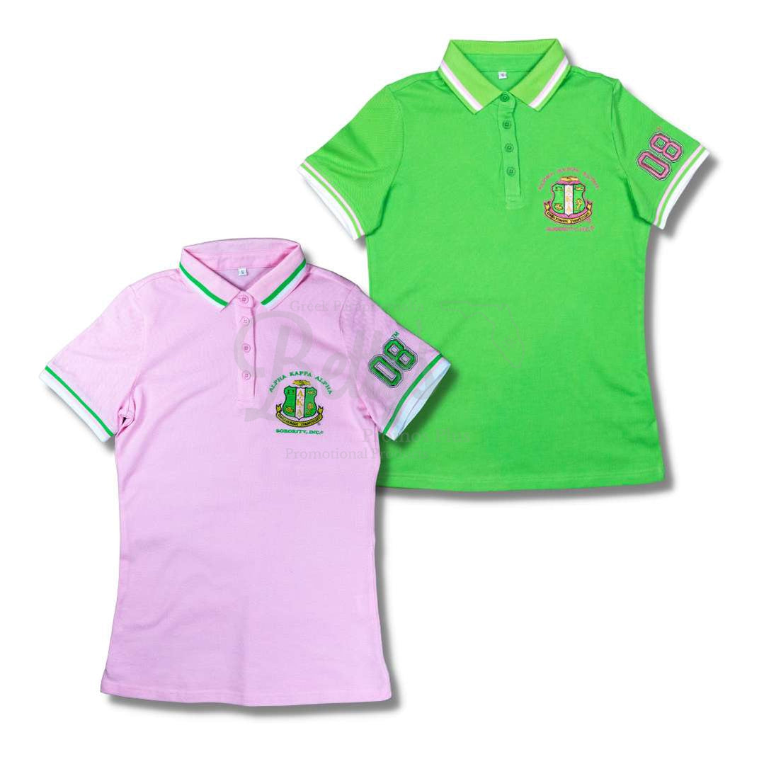 Alpha Kappa Alpha Polo Shirt Embroidered with Shield and 08 – Betty's Promos Plus,