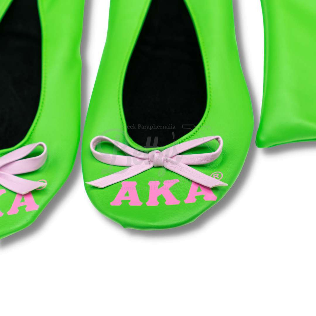 Alpha Kappa Alpha AKA Printed Foldable Ballet Flats with Carrying Case-Betty's Promos Plus Greek Paraphernalia