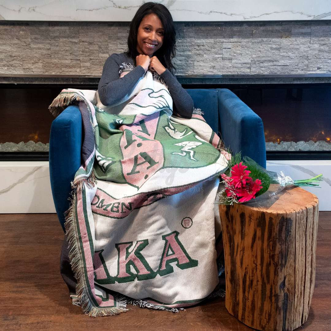 Alpha Kappa Alpha AKA Shield Afghan Throw BlanketShield-Betty's Promos Plus Greek Paraphernalia