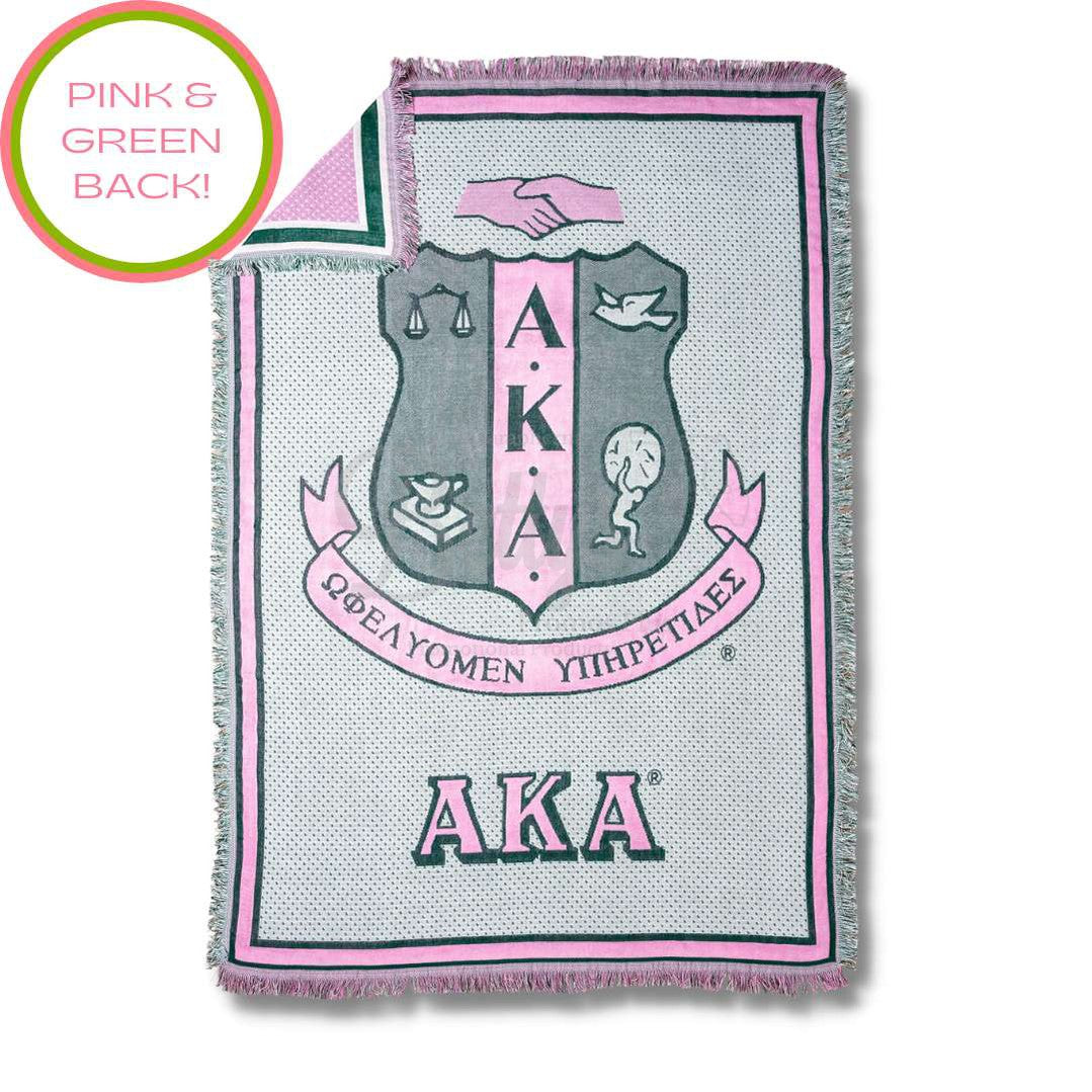 Alpha Kappa Alpha AKA Shield Afghan Throw BlanketShield-Betty's Promos Plus Greek Paraphernalia