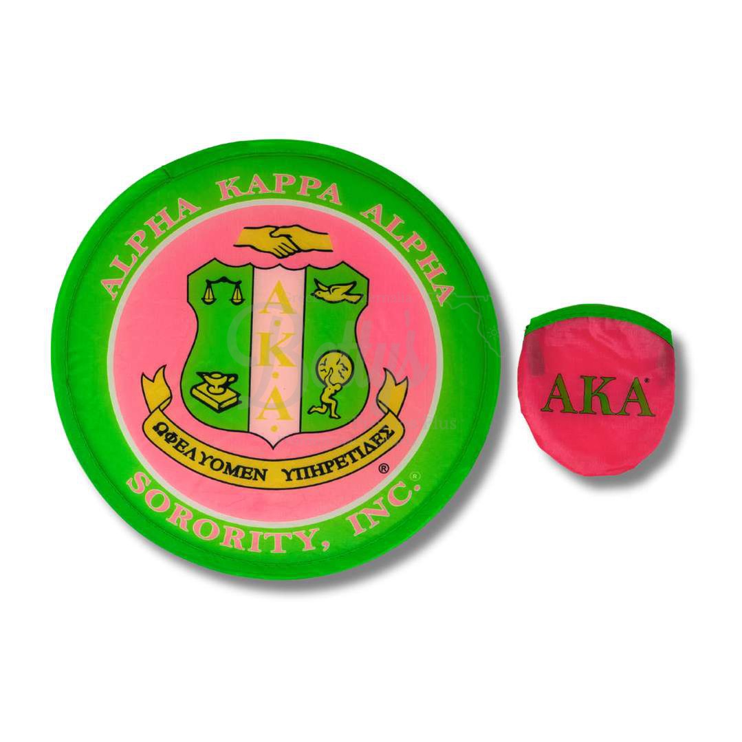 Alpha Kappa Alpha AKA Shield Collapsible Pop Up Nylon FanPink-Betty's Promos Plus Greek Paraphernalia