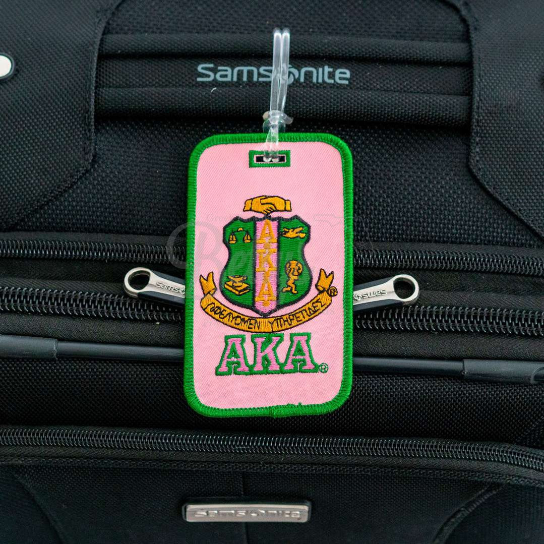 Alpha Kappa Alpha AKA Shield Embroidered Luggage TagPink-Betty's Promos Plus Greek Paraphernalia