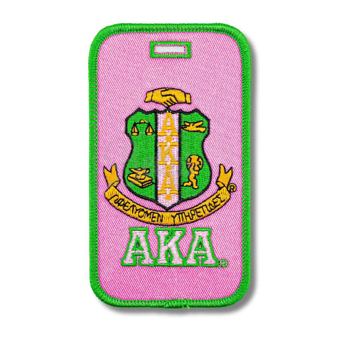 Alpha Kappa Alpha AKA Shield Embroidered Luggage TagPink-Betty's Promos Plus Greek Paraphernalia