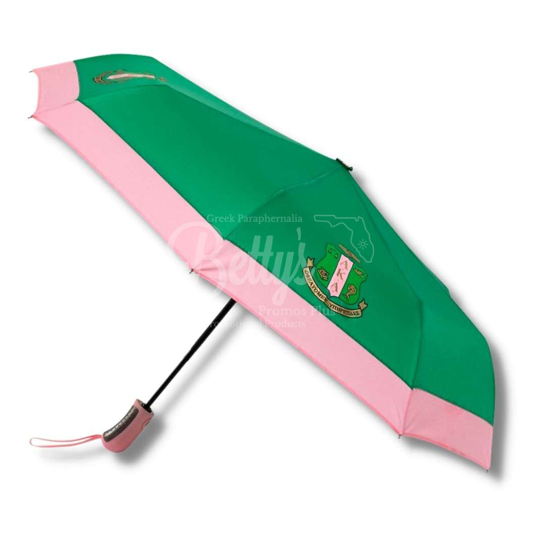 Alpha Kappa Alpha AKA Shield Hurricane UmbrellaSmall-Green-Betty's Promos Plus Greek Paraphernalia