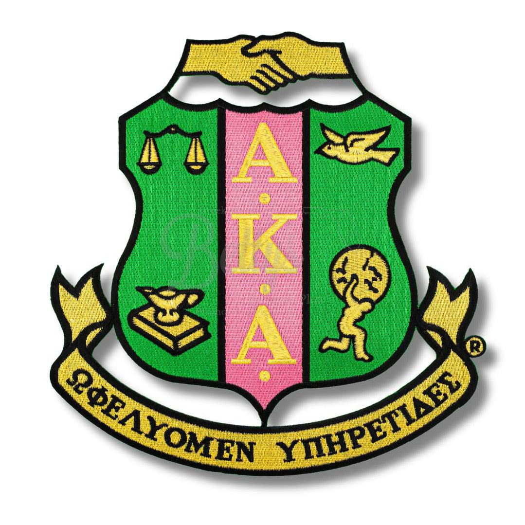 Alpha Kappa Alpha AKA Shield Iron-on Embroidery Shield PatchGreen-Large-Betty's Promos Plus Greek Paraphernalia