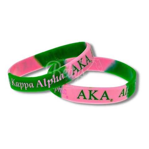 Alpha Kappa Alpha AKA Silicone Rubber Wristband BraceletPink-Betty's Promos Plus Greek Paraphernalia