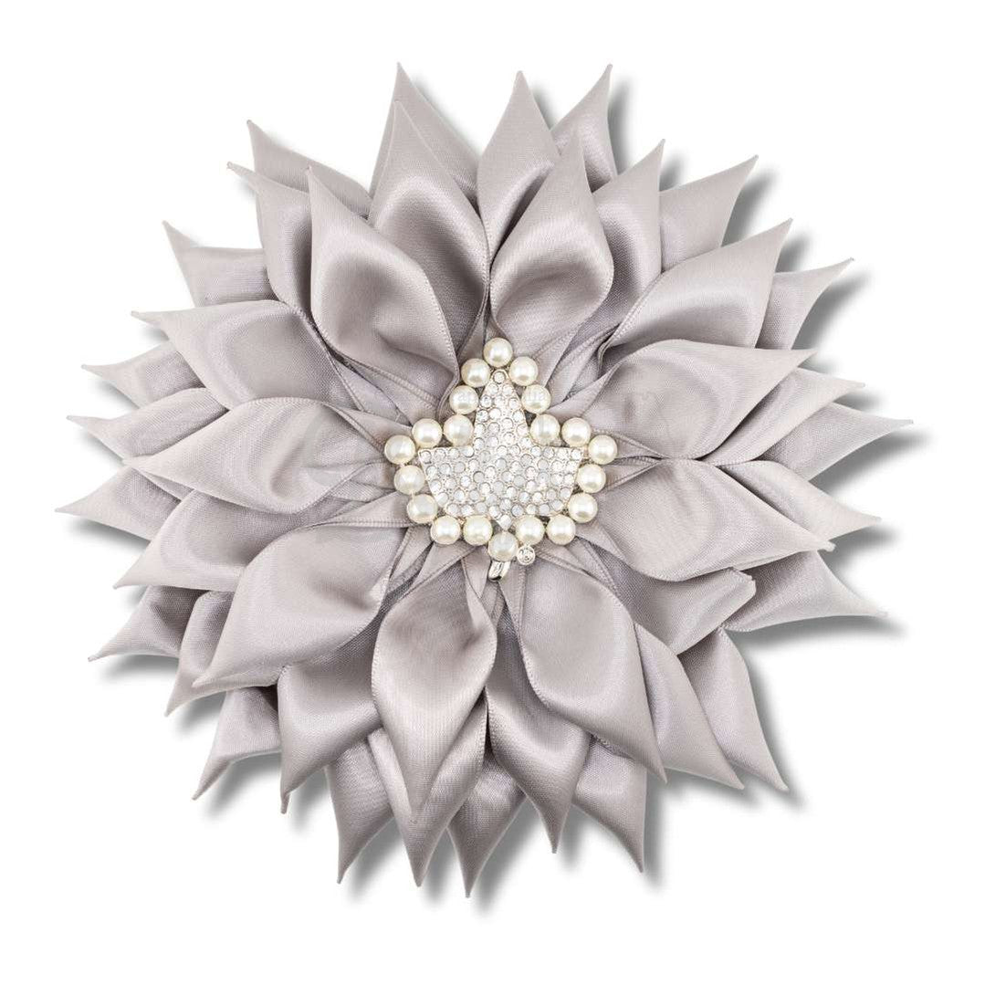 Alpha Kappa Alpha AKA Silk Flower Brooch with Rhinestone AKA Ivy for Golden Soror and Silver StarSilver Star-Large - 7