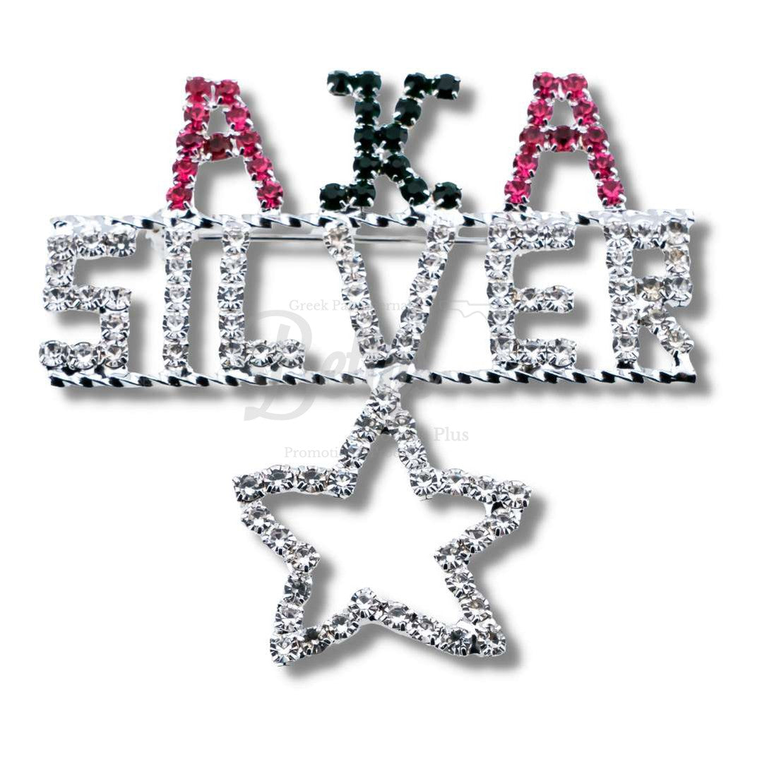 Alpha Kappa Alpha AKA Silver Star Rhinestone PinSilver-Betty's Promos Plus Greek Paraphernalia