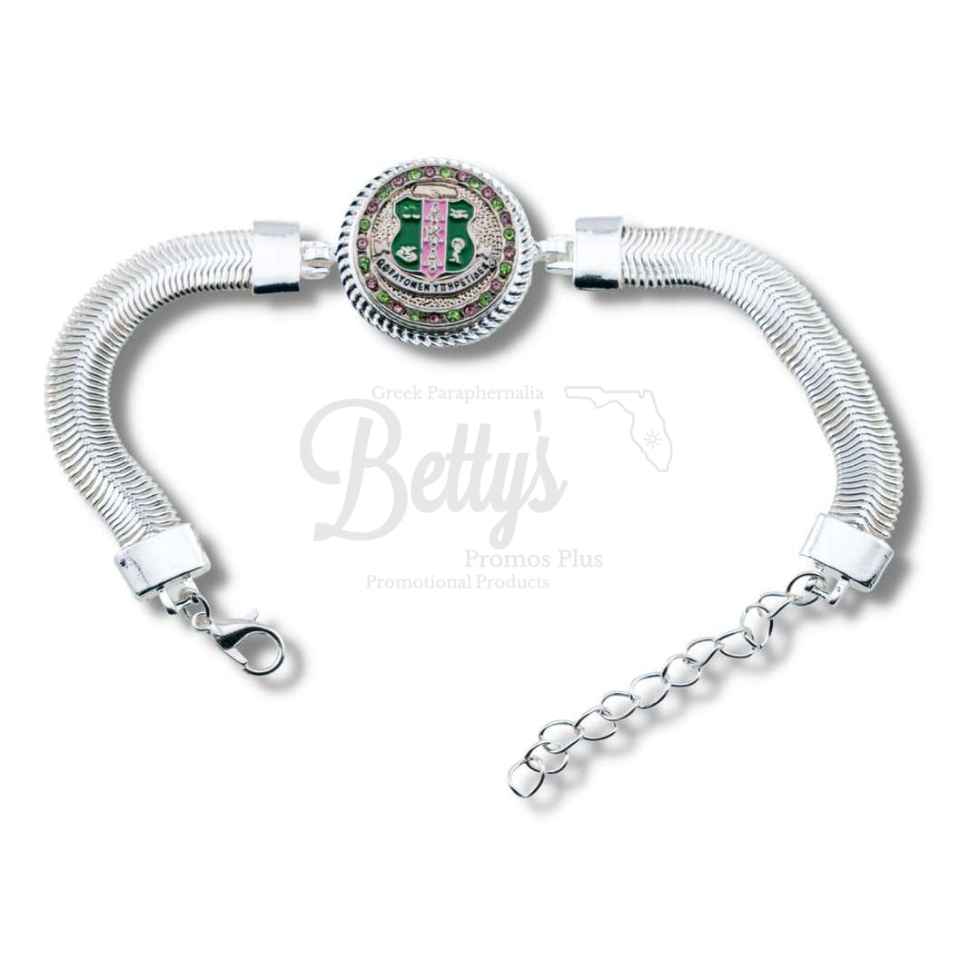 Alpha Kappa Alpha AKA Snap Button Bracelet Jewelry with Interchangeable Snaps-Betty's Promos Plus Greek Paraphernalia