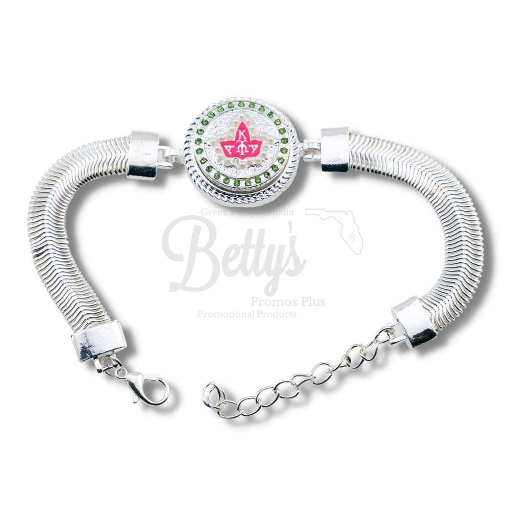 Alpha Kappa Alpha AKA Snap Button Bracelet Jewelry with Interchangeable SnapsSilver-Single Bracelet-AKA Ivy-Betty's Promos Plus Greek Paraphernalia
