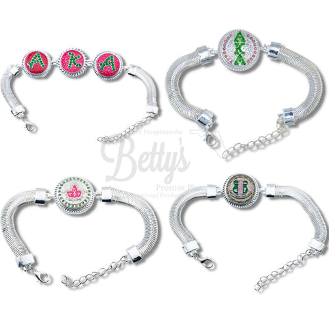 Alpha Kappa Alpha AKA Snap Button Bracelet Jewelry with Interchangeable Snaps-Betty's Promos Plus Greek Paraphernalia