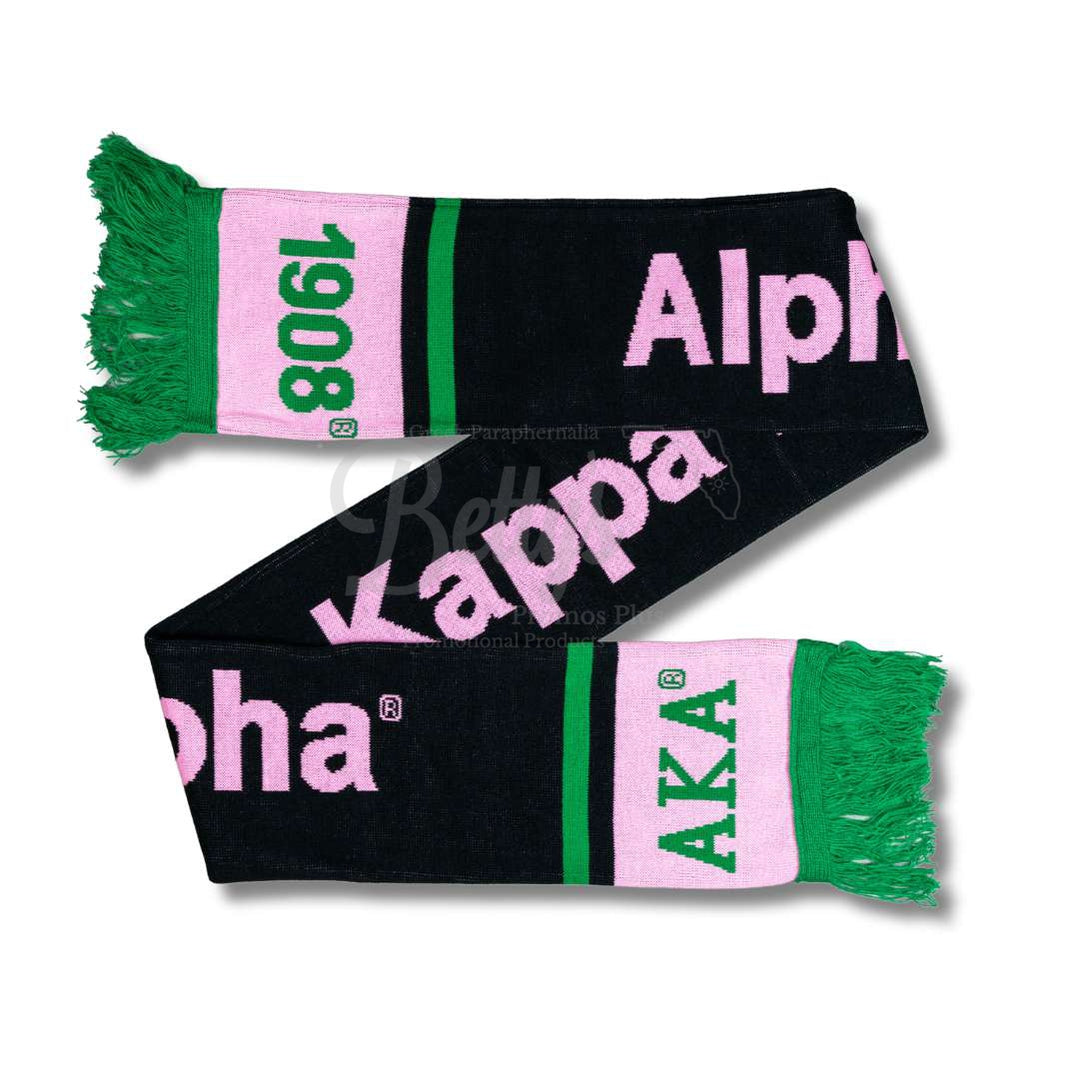 Alpha Kappa Alpha AKA Sorority Knit ScarfBlack-Betty's Promos Plus Greek Paraphernalia