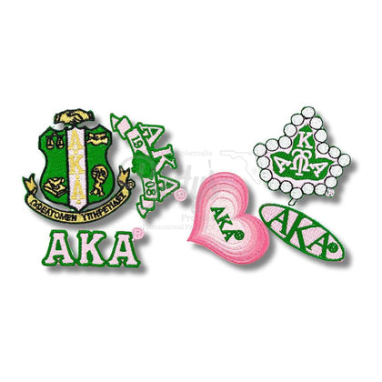 Alpha Kappa Alpha AKA Stick-On Embroidered Patch Set of 3 Patches-Betty's Promos Plus Greek Paraphernalia