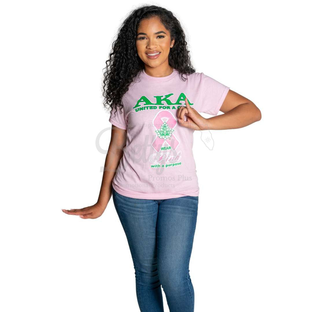 Alpha Kappa Alpha AKA United For a Cure: Wear Pink with a Purpose Screen Printed T-Shirt-Betty's Promos Plus Greek Paraphernalia