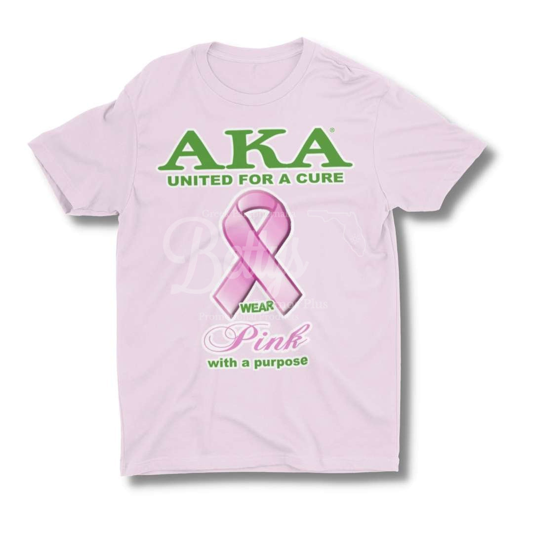 Alpha Kappa Alpha AKA United For a Cure: Wear Pink with a Purpose Screen Printed T-ShirtPink-Small-Betty's Promos Plus Greek Paraphernalia
