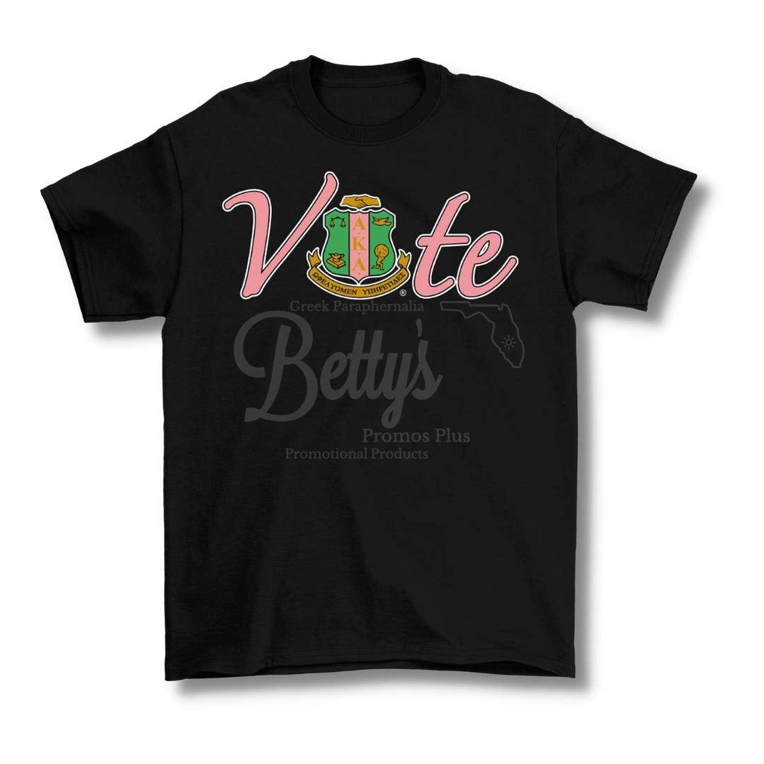 Alpha Kappa Alpha AKA VOTE Screen Printed T-ShirtBlack-Short Sleeve-Small-Betty's Promos Plus Greek Paraphernalia