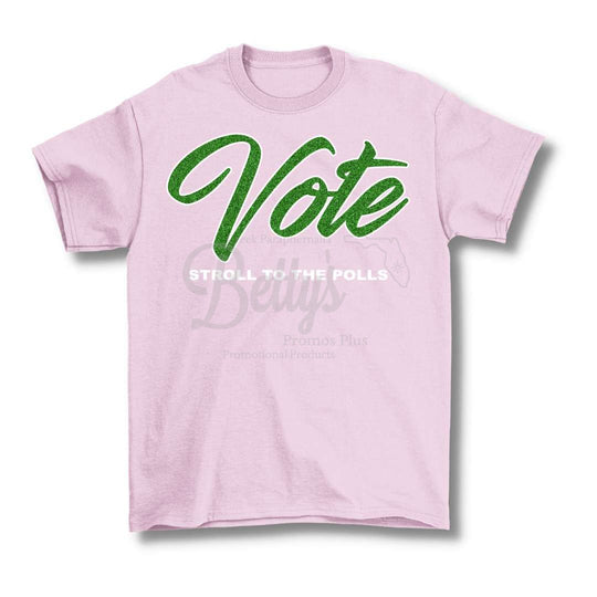 Alpha Kappa Alpha AKA Vote: Stroll to the Polls Screen Printed T-ShirtPink-Small-Betty's Promos Plus Greek Paraphernalia