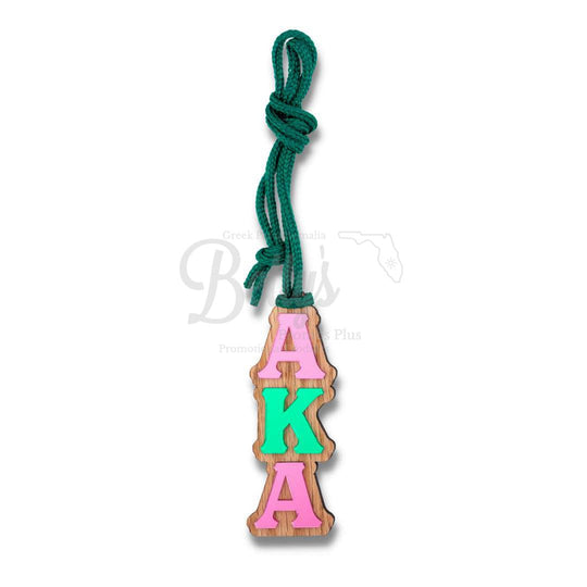 Alpha Kappa Alpha AKA Wood with Acrylic Greek Letters Tiki NecklaceGreen-Betty's Promos Plus Greek Paraphernalia