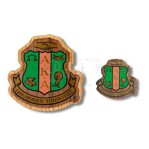 Alpha Kappa Alpha AKA Wooden Shield Decal-Betty's Promos Plus Greek Paraphernalia