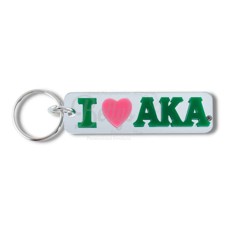 Alpha Kappa Alpha I Love AKA Rectangle Acrylic Mirror KeychainSilver-Betty's Promos Plus Greek Paraphernalia