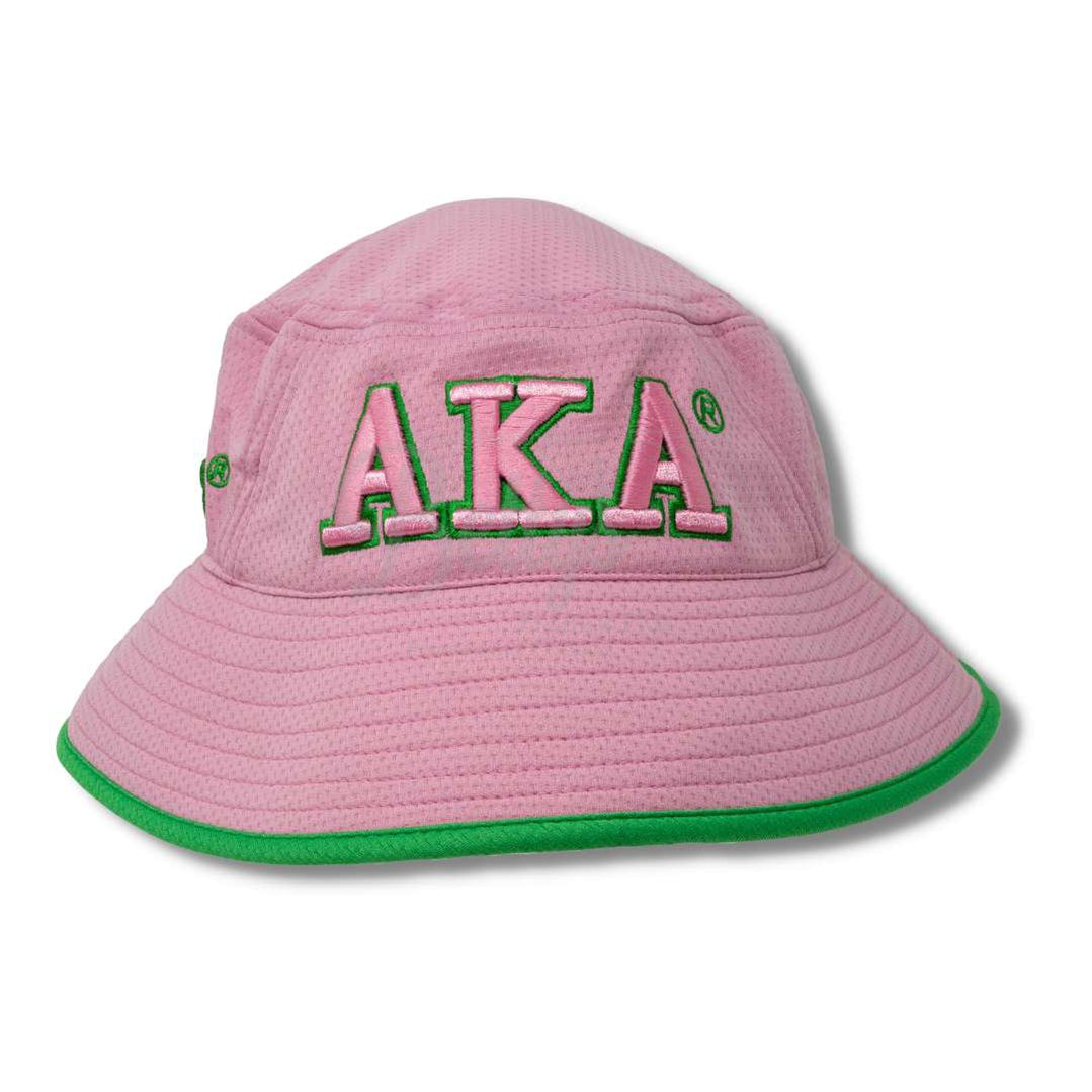 Alpha Kappa Alpha Mesh Flex Fit AKA Greek Letters Embroidered Bucket HatPink-Betty's Promos Plus Greek Paraphernalia