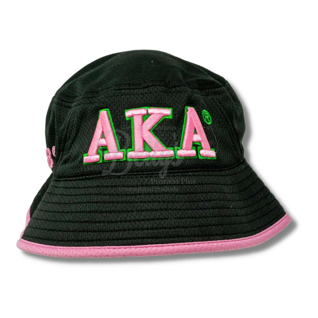 Alpha Kappa Alpha Mesh Flex Fit AKA Greek Letters Embroidered Bucket HatBlack-Betty's Promos Plus Greek Paraphernalia