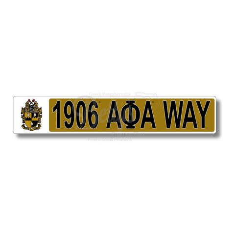 Alpha Phi Alpha 1906 ΑΦΑ Way Street SignGold-Betty's Promos Plus Greek Paraphernalia