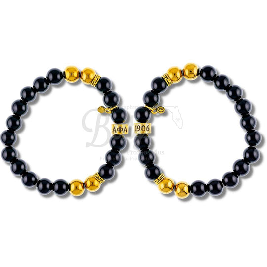 Alpha Phi Alpha ΑΦΑ 1906 Black & Gold Beaded BraceletBlack-Betty's Promos Plus Greek Paraphernalia