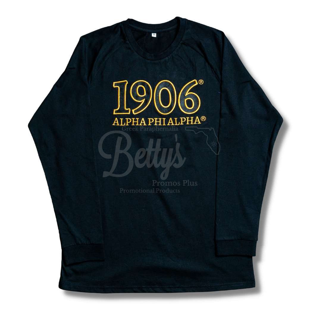 Alpha Phi Alpha ΑΦΑ 1906 Embroidered Long Sleeve T-ShirtBlack-Small-Betty's Promos Plus Greek Paraphernalia