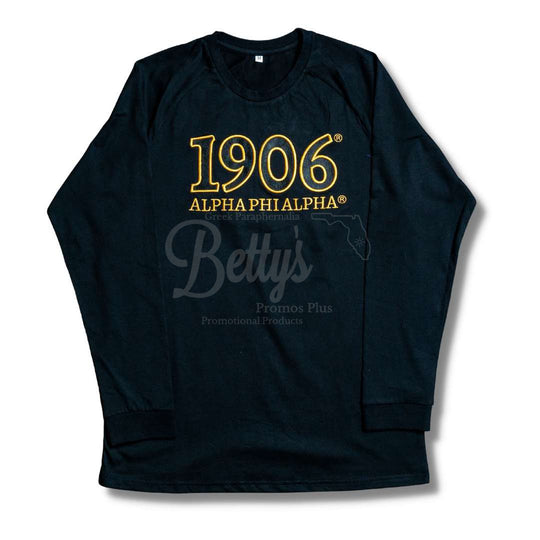 Alpha Phi Alpha ΑΦΑ 1906 Embroidered Long Sleeve T-ShirtBlack-Medium-Betty's Promos Plus Greek Paraphernalia