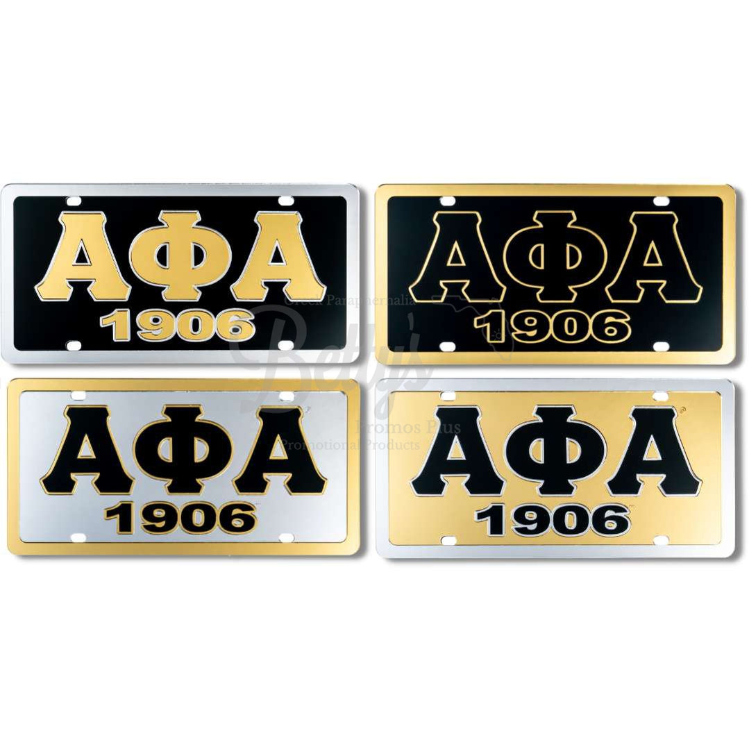 Alpha Phi Alpha ΑΦΑ 1906 Laser Engraved Mirrored Acrylic Auto Tag License Plate-Betty's Promos Plus Greek Paraphernalia