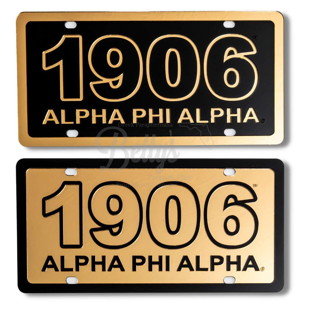 Alpha Phi Alpha ΑΦΑ 1906 with Alpha Phi Alpha Laser Engraved Mirrored Acrylic Auto Tag License Plate-Betty's Promos Plus Greek Paraphernalia