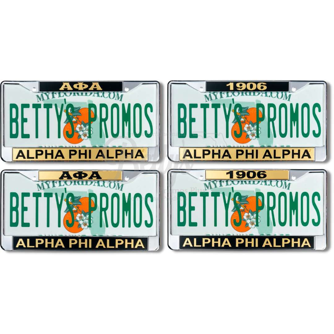 Alpha Phi Alpha ΑΦΑ Chrome Laser Engraved Mirrored Acrylic Auto Tag License Plate Frame-Betty's Promos Plus Greek Paraphernalia