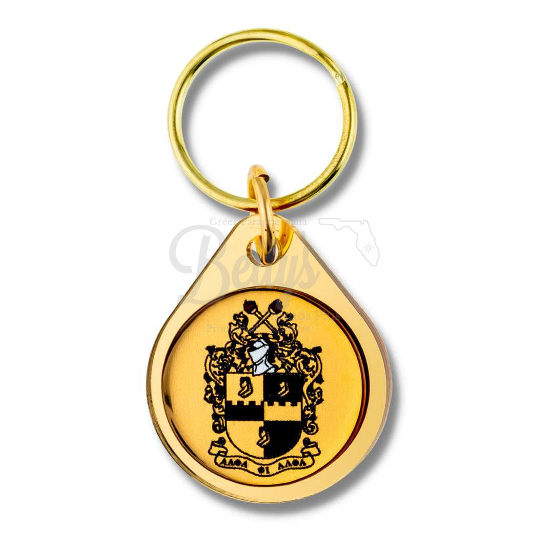Alpha Phi Alpha ΑΦΑ Circular Acrylic Keychain with Shield or Greek LettersGold-ΑΦΑ Shield-Betty's Promos Plus Greek Paraphernalia