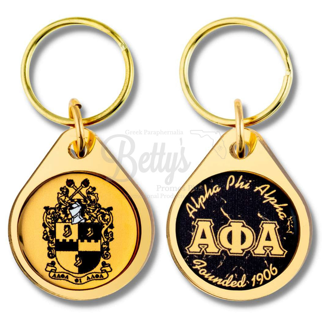 Alpha Phi Alpha ΑΦΑ Circular Acrylic Keychain with Shield or Greek Letters-Betty's Promos Plus Greek Paraphernalia