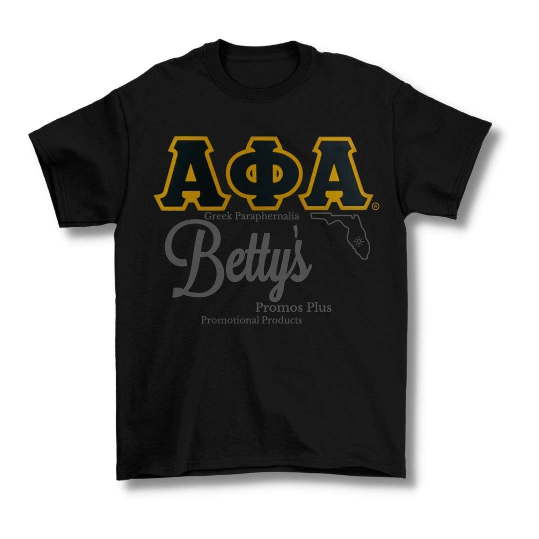 Alpha Phi Alpha ΑΦΑ Double Stitched Appliqué Embroidered Greek Letter Line T-ShirtBlack-Small-Betty's Promos Plus Greek Paraphernalia