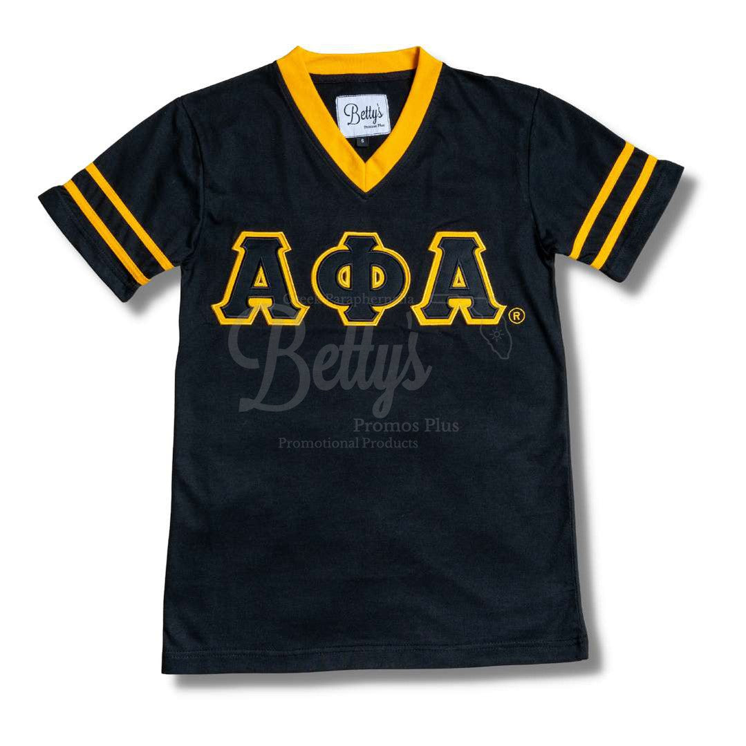 Alpha Phi Alpha ΑΦΑ Double Stitched Appliqué Embroidered Jersey T-ShirtBlack-Small-Betty's Promos Plus Greek Paraphernalia
