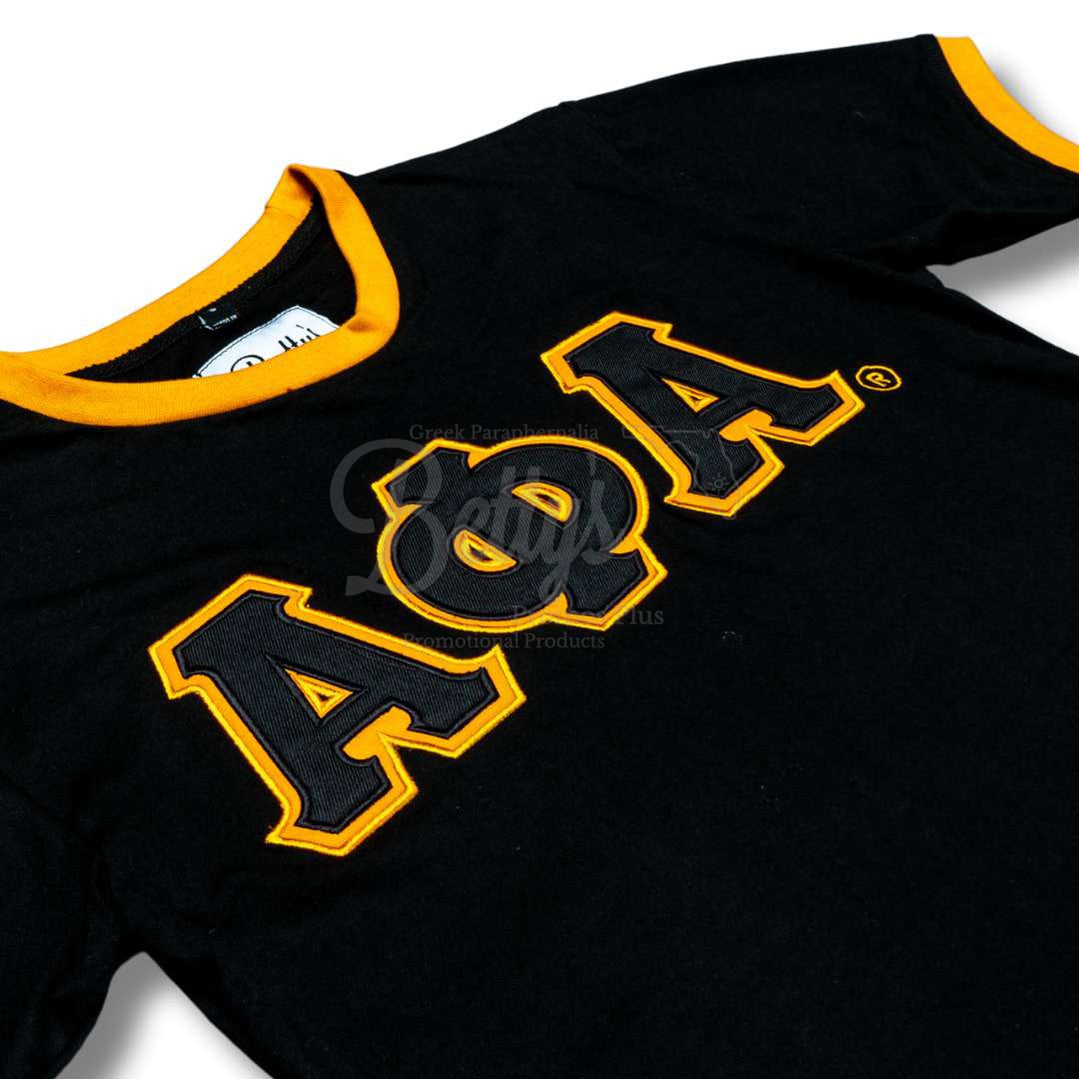 Alpha Phi Alpha ΑΦΑ Double Stitched Embroidered Ringer T-Shirt-Betty's Promos Plus Greek Paraphernalia