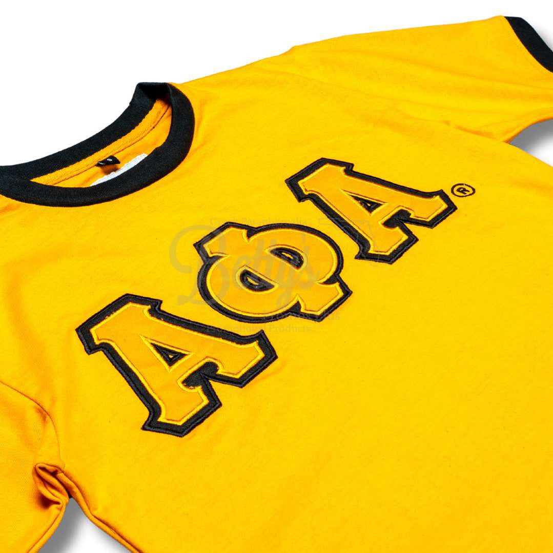 Alpha Phi Alpha ΑΦΑ Double Stitched Embroidered Ringer T-Shirt-Betty's Promos Plus Greek Paraphernalia