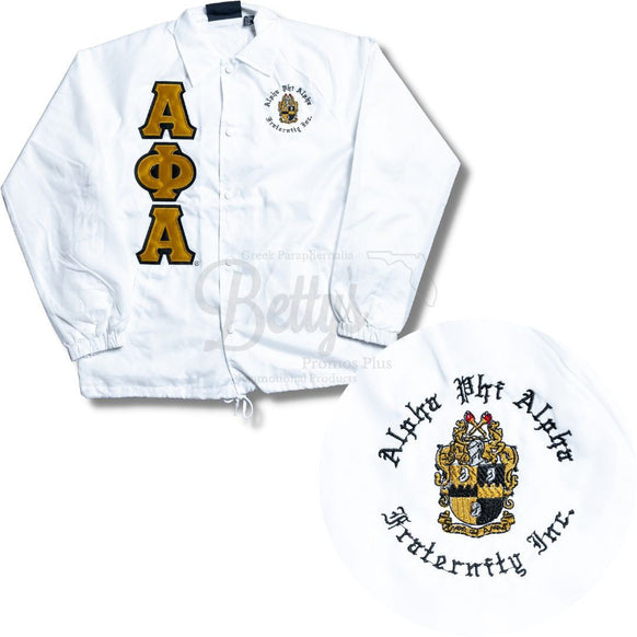 Alpha Phi Alpha ΑΦΑ Double-Stitched Embroidered Windbreaker Greek Line JacketWhite-Small-Betty's Promos Plus Greek Paraphernalia