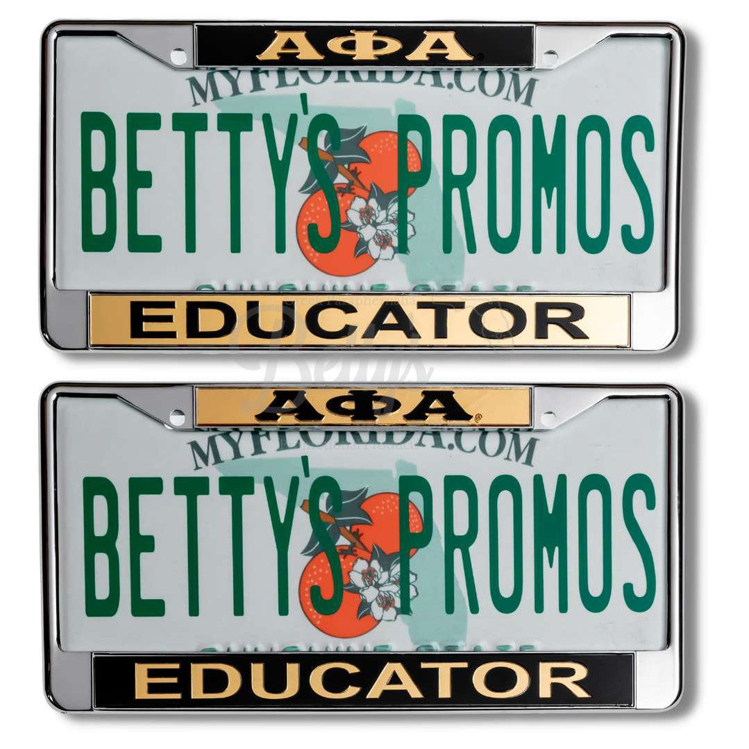 Alpha Phi Alpha ΑΦΑ Educator Metal Acrylic Mirror Laser Engraved Auto Tag Frame-Betty's Promos Plus Greek Paraphernalia