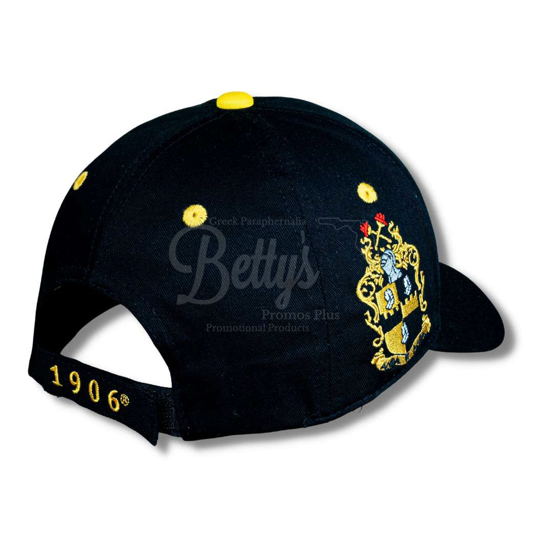 Alpha Phi Alpha ΑΦΑ Embroidered Shield Baseball CapBlack-Betty's Promos Plus Greek Paraphernalia