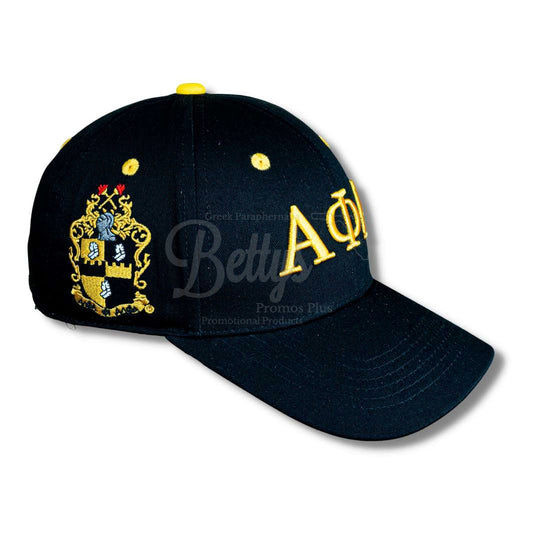 Alpha Phi Alpha ΑΦΑ Embroidered Shield Baseball CapBlack-Betty's Promos Plus Greek Paraphernalia