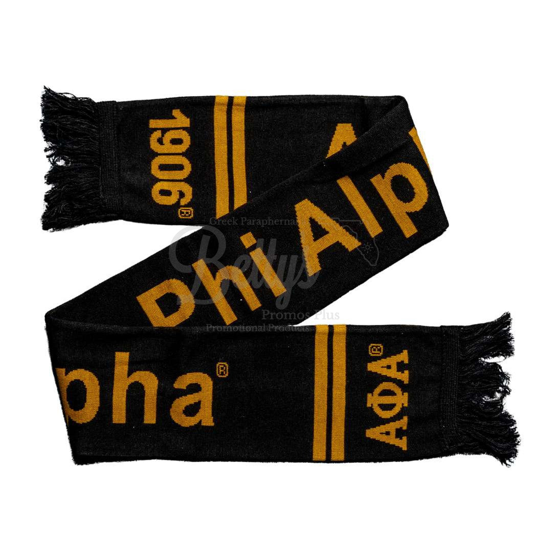 Alpha Phi Alpha ΑΦΑ Fraternity Knit ScarfBlack-Betty's Promos Plus Greek Paraphernalia