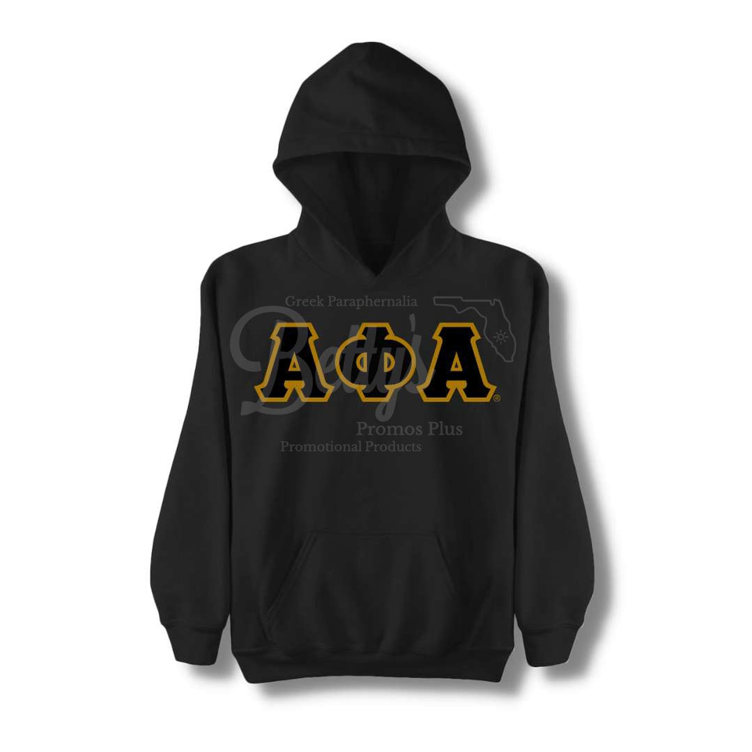 Alpha Phi Alpha ΑΦΑ Greek Letter Double-Stitched Embroidered HoodieBlack-Small-Betty's Promos Plus Greek Paraphernalia