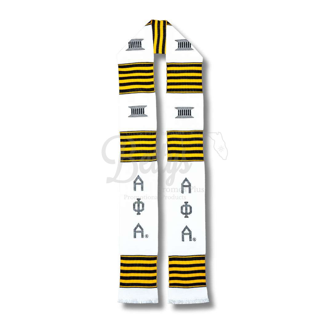 Alpha Phi Alpha ΑΦΑ Greek Letters Kente Cloth Graduation StoleWhite-Betty's Promos Plus Greek Paraphernalia