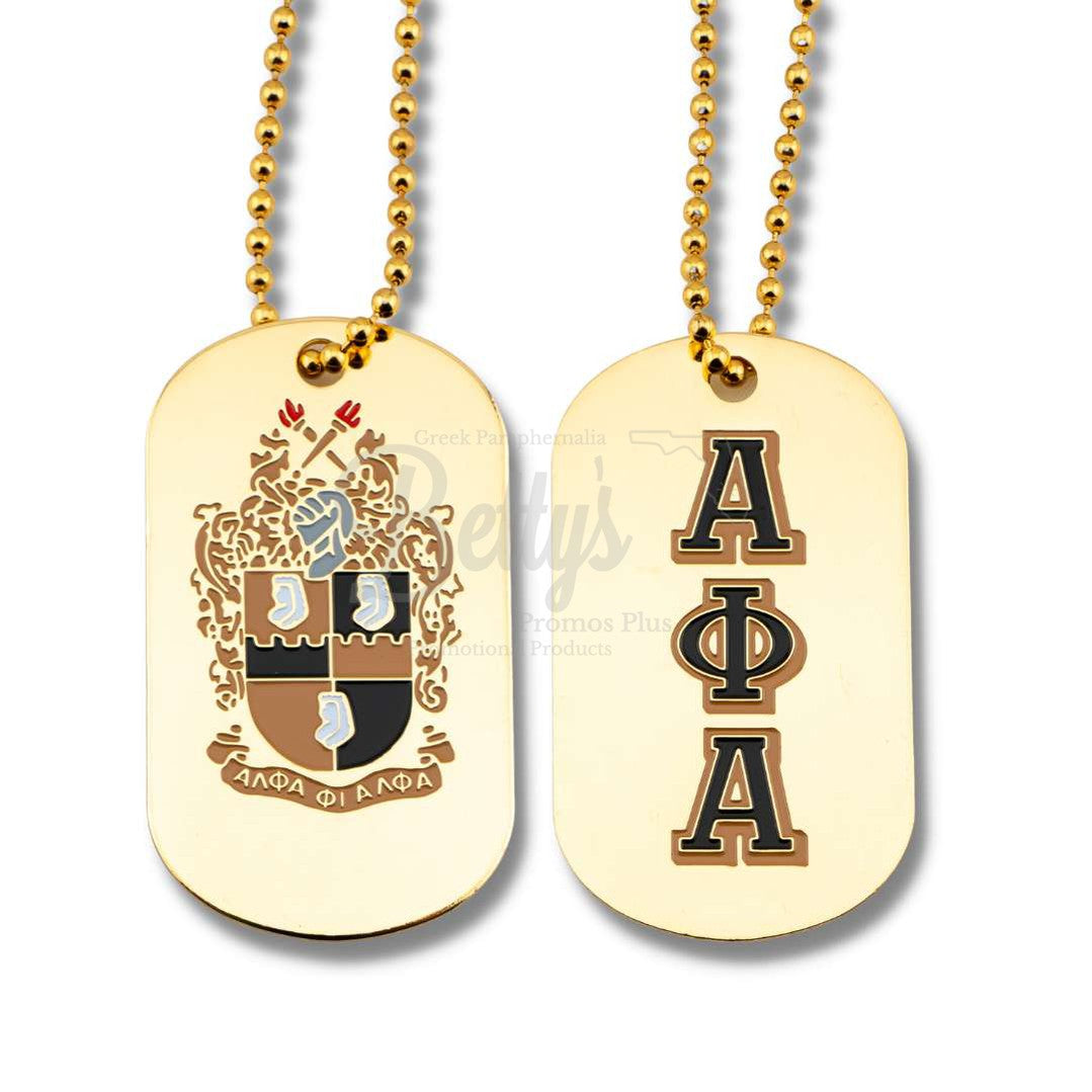 Alpha Phi Alpha ΑΦΑ Greek Letters and Shield Fraternity Dog TagGold-Betty's Promos Plus Greek Paraphernalia