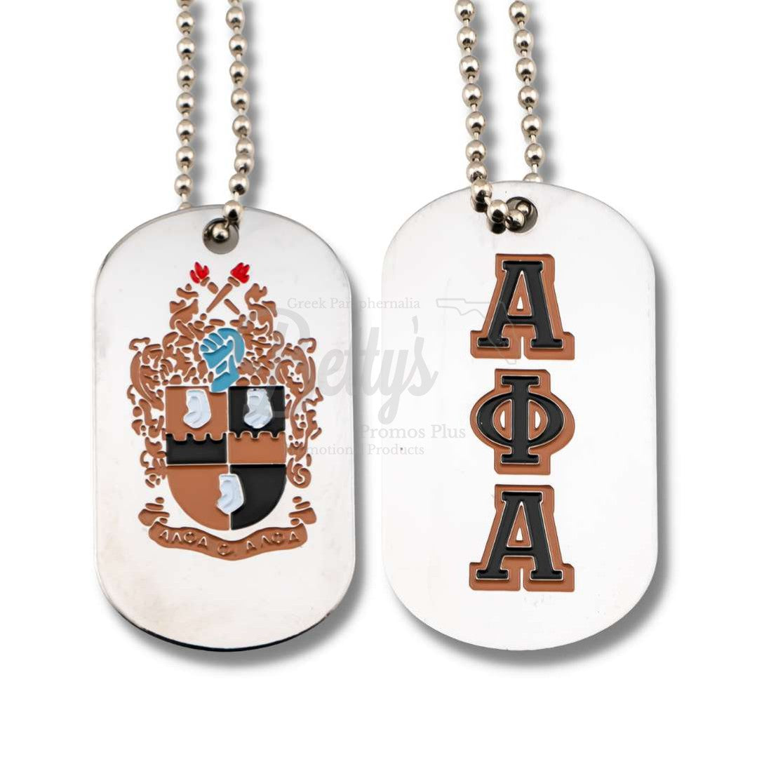 Alpha Phi Alpha ΑΦΑ Greek Letters and Shield Fraternity Dog TagSilver-Betty's Promos Plus Greek Paraphernalia
