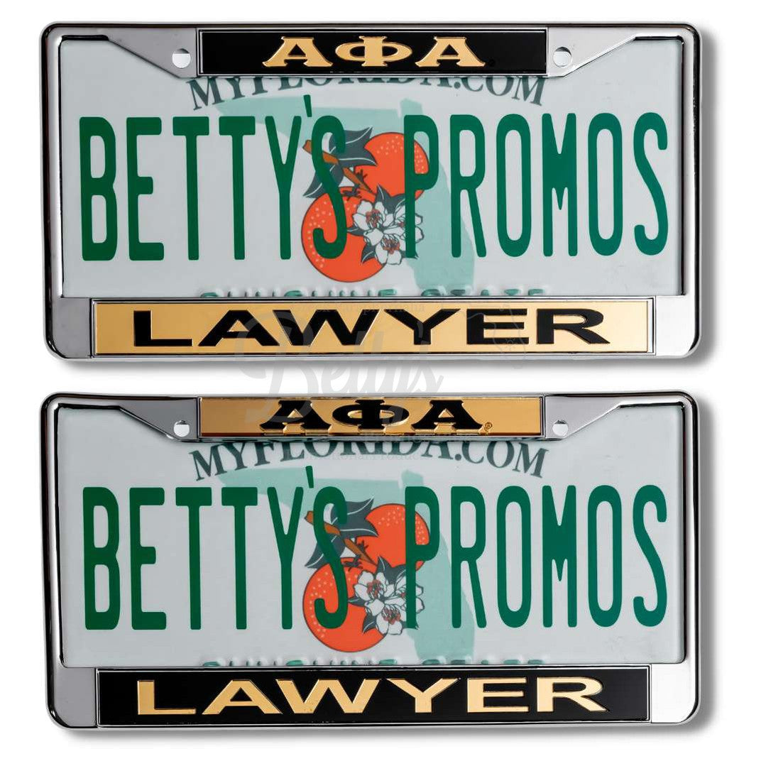 Alpha Phi Alpha ΑΦΑ Lawyer Metal Acrylic Mirror Laser Engraved Auto Tag Frame-Betty's Promos Plus Greek Paraphernalia