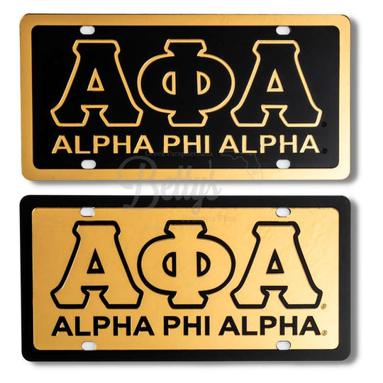 Alpha Phi Alpha ΑΦΑ Letters with Alpha Phi Alpha Acrylic Laser Engraved Auto Tag Car License Plate-Betty's Promos Plus Greek Paraphernalia